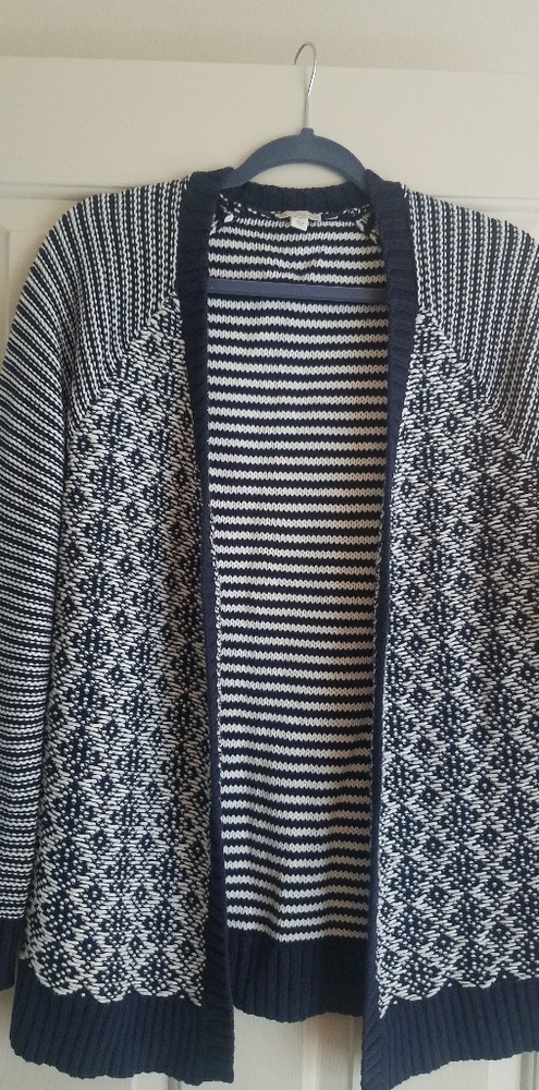 Navy and White Cardigan